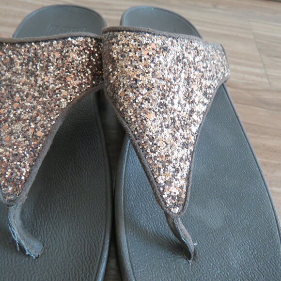 FITFLOP Lulu Chocolate Metallic Glitter Flip Flop Thong Sandals - Size US 7 - Picture 14 of 16